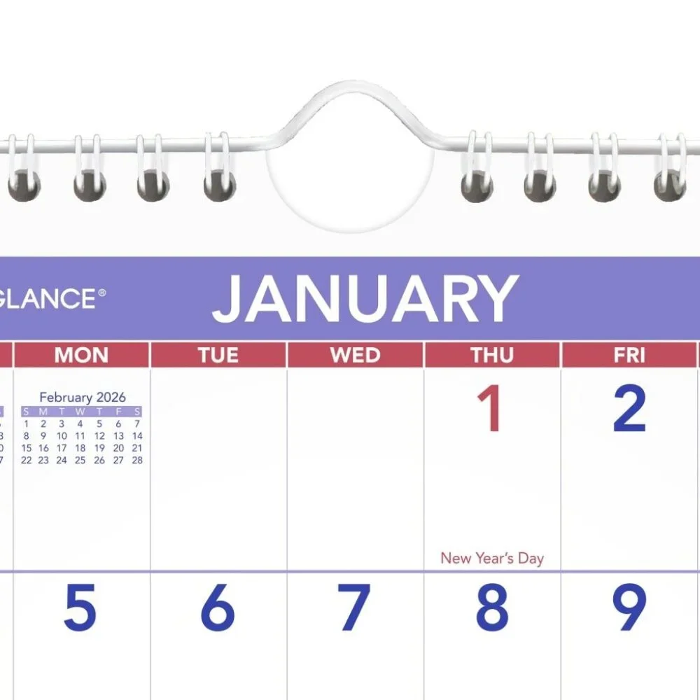 AT-A-GLANCE 2026 Monthly Wall Calendar Mini 6 12 x 7 12
